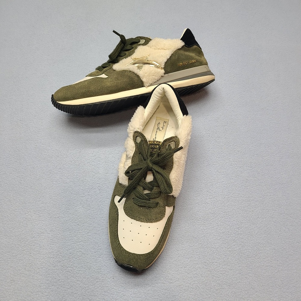 Vintage Havana Rock 8 Sneakers Womens 8 White Olive Good Shearling Suede Low Top
